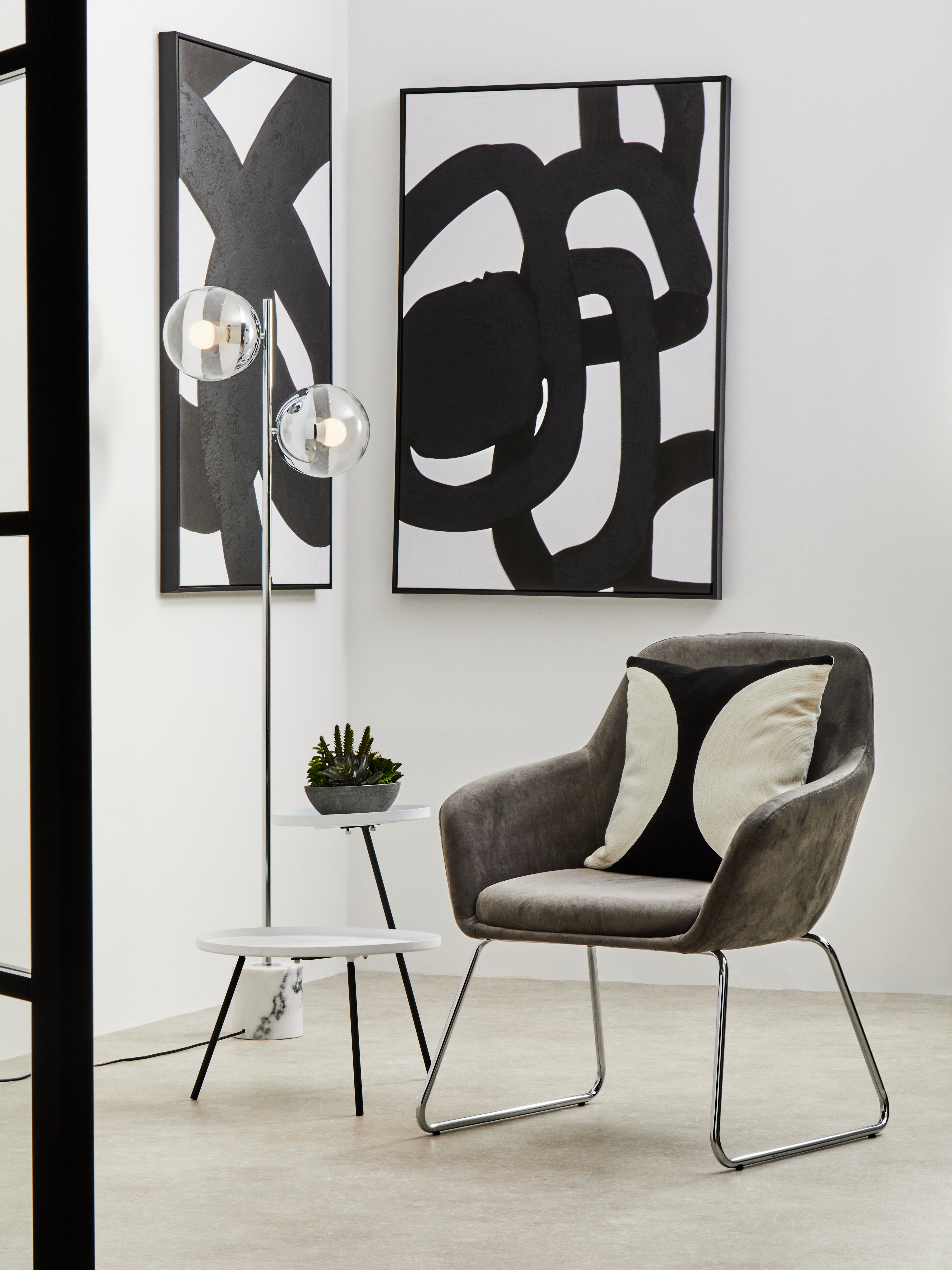Kidston Chrome Finish 2 Light Floor Lamp